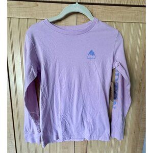 Burton Kid's Gray Lavender Spell Out Long Sleeve Crew Neck Graphic Tee S / 8